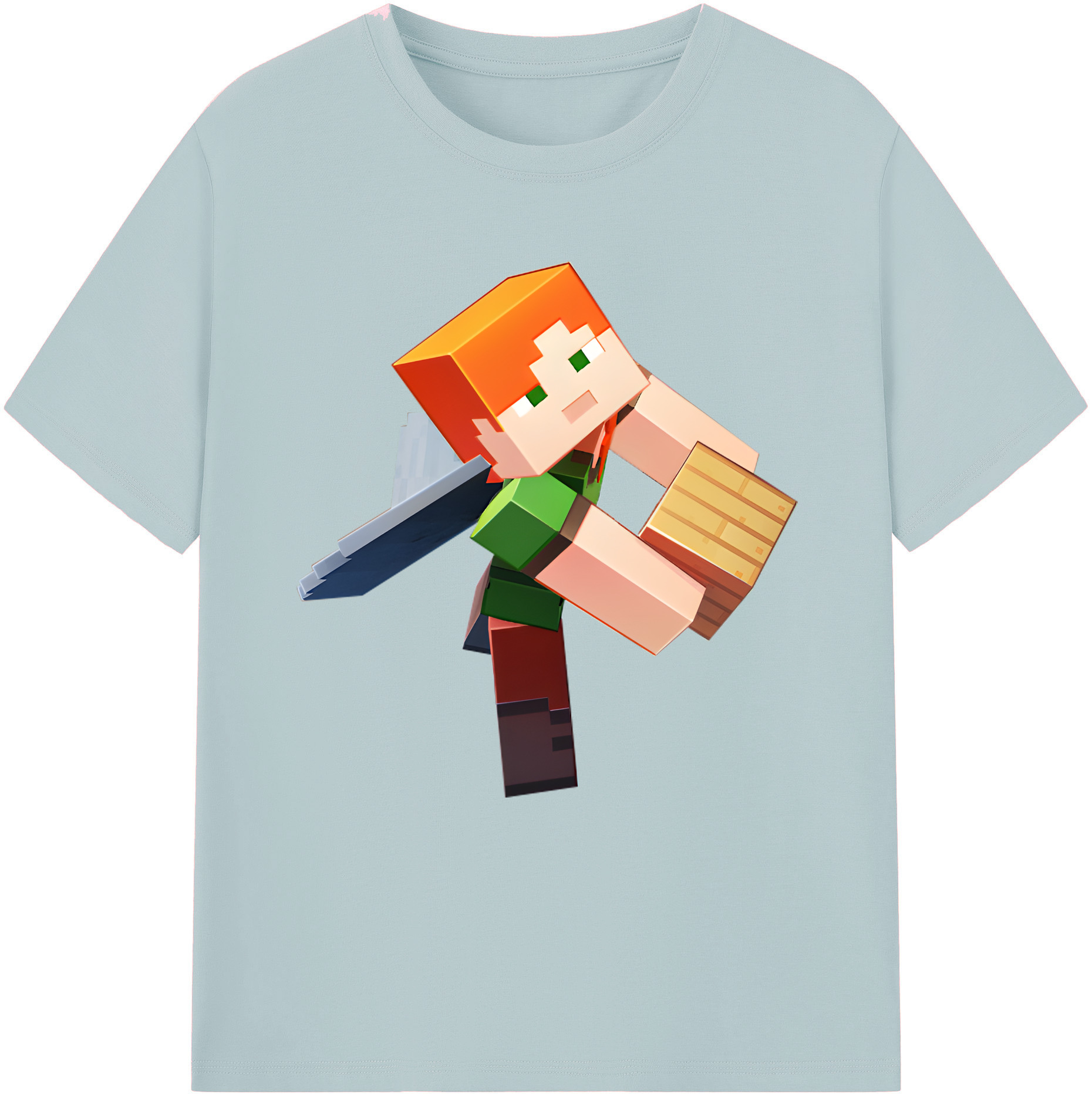 （画像用） マインクラフト ブロックの世界 Minecraft MC Block world 綿100％半袖Tシャツ（フロントプリント）